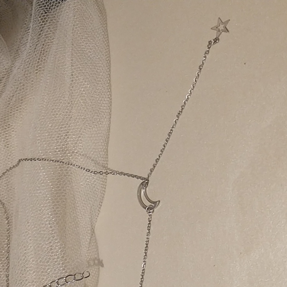 Silver Moon and Star "Y" Necklace! - Picture 2 of 4